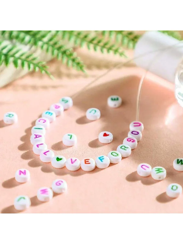 200PCS Acrylic  Alphabet Beads For Bracelets,  4x7mm Round Letters Beading Kits For DIY Jewelry Making, Colorful Smile Face & Heart Friendship Bracelet Making Kit