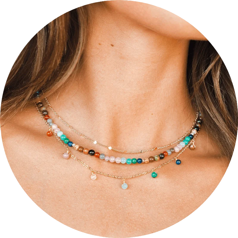 Master Healer Dewdrop + Circles in the Sand Necklace Stack