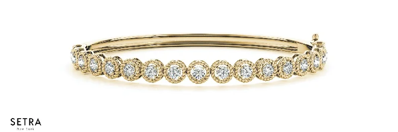 14K FINE GOLD BANGLE DIAMONDS BRACELETS