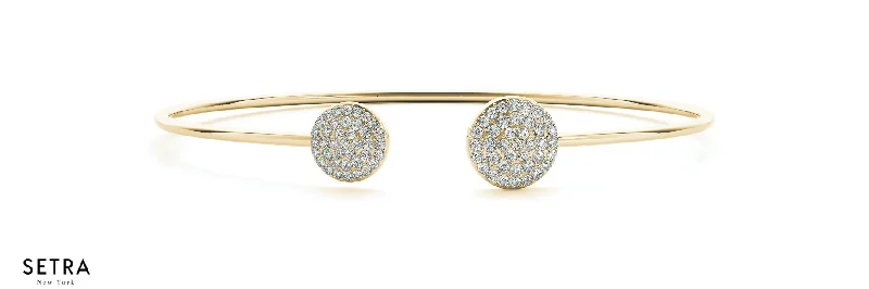 1/4ct Round Cut Natural Diamonds Solid Women's Bangle Bracelet In 14k Gold