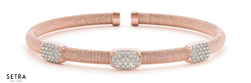 14K FINE ROSE GOLD DIAMOND BANGLE BRACELET