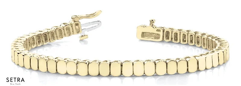 Bracelet In Line Add a Stone Women Bridal Fancy Solid Bracelet In 14k Gold