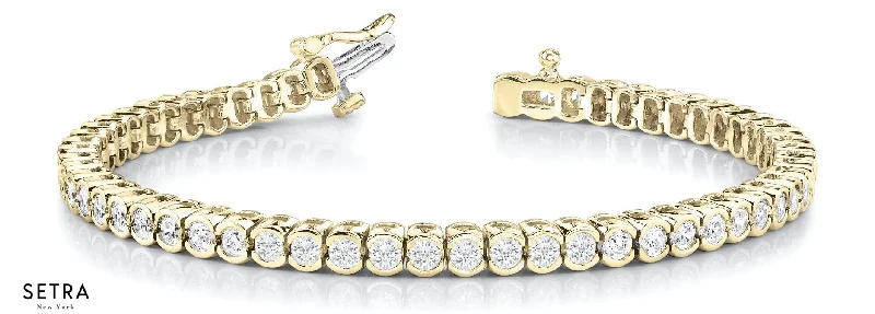 2.00ct Round Cut Diamonds Women's Bridal Tennis Link Solid Bracelet In 14k Gold