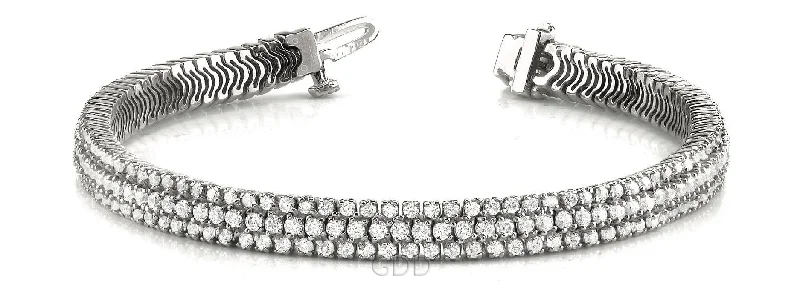 4.50ct Round Cut Diamonds Multi Row Link Tennis Bracelet 14k Gold