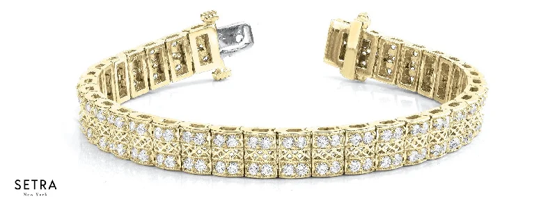 2.00 CT VINTAGE STYLE IN LINE MULTI ROW BRACELET