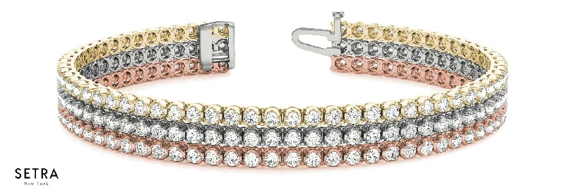 3.75 CT  DIAMONDS IN LINE 3 ROW TANNIS BRACELET