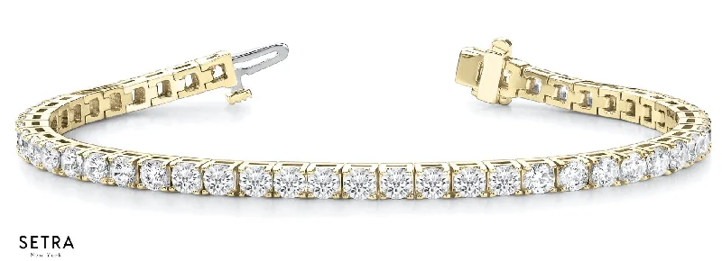 1.00ct Round Cut Diamonds Women's Bridal Solid Tennis Bracelet In 18k Gold