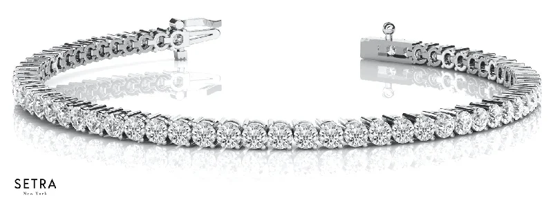 1.00ct Round Cut Diamonds Women's Bridal Solid Tennis Bracelet In 14k Gold