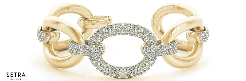 4.89ct Round Diamonds Women's Diamonds Micro Set Solid Fancy Bracelet 14K Gold