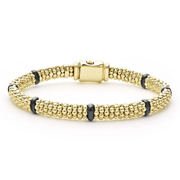 Ceramic and 18K Gold Caviar Bracelet | 6mm