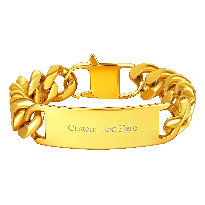 Customized Engraved Cuban Chain Link Bracelet Gift For Men