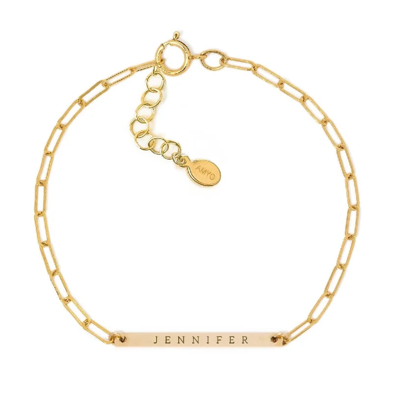 Engravable Thin Bar Chain Link Bracelet