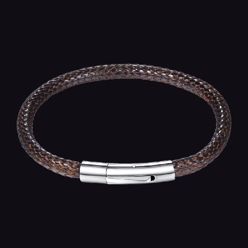 Clasp Braided Genuine Leather Bracelet for Men Women