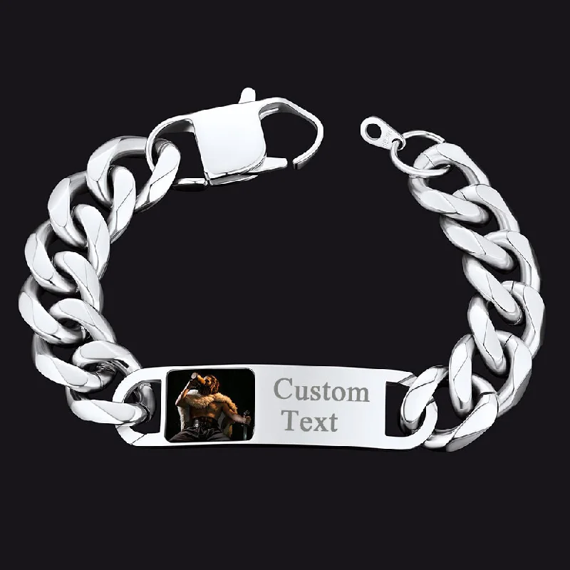 Customized Photo Cuban Chain Link Bracelet with Picture Gift for Men