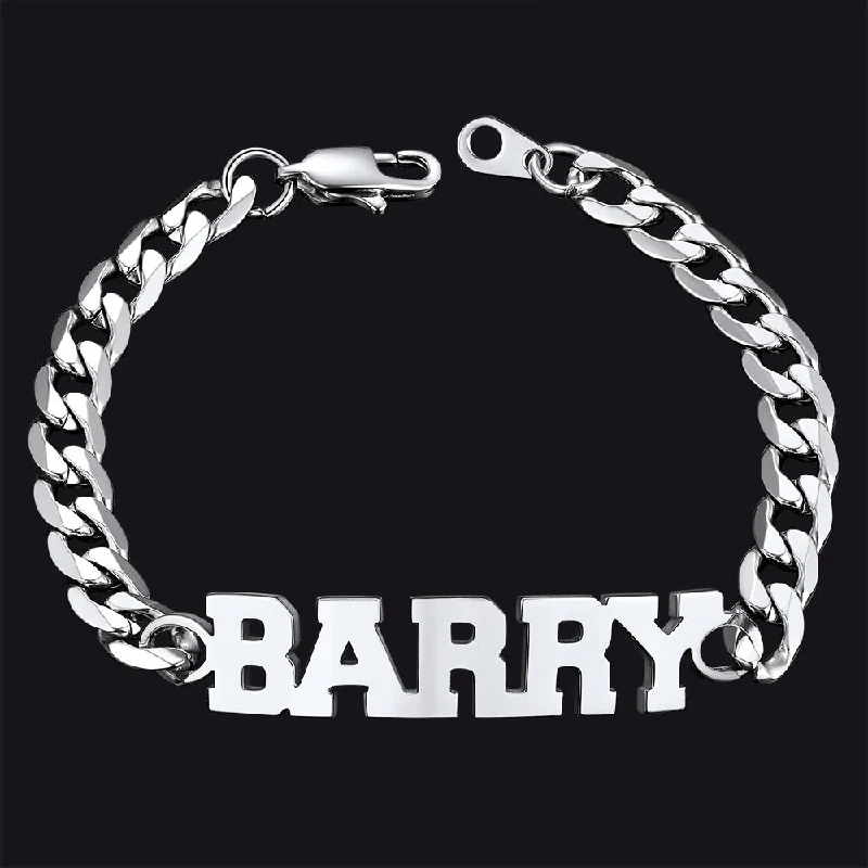 FaithHeart Stainless Steel Cuban Bracelet With Name For Men