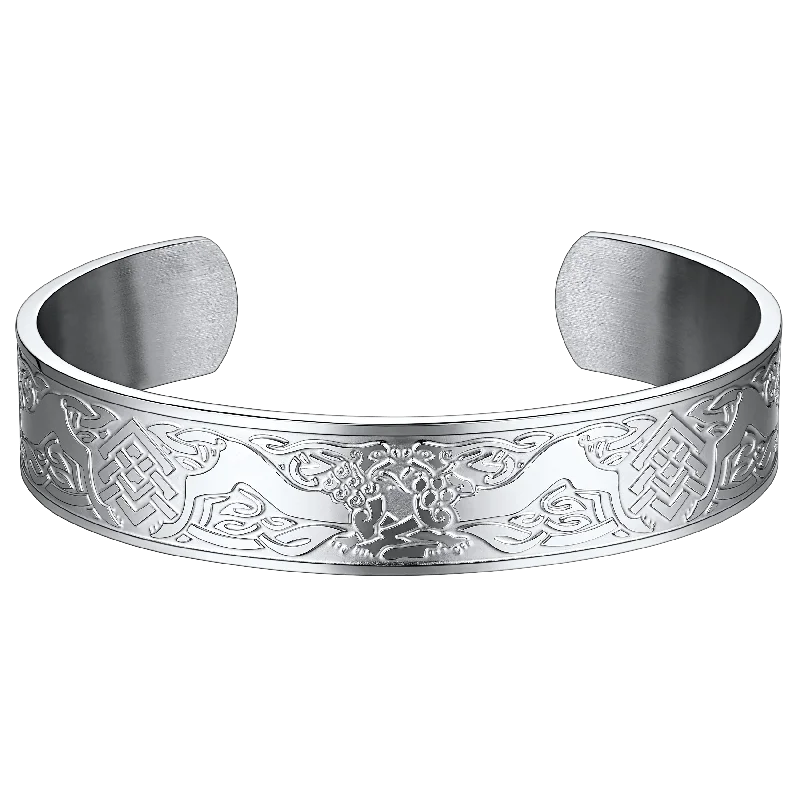 Viking Celtic Wolf Bangles Cuff Bracelet for Men