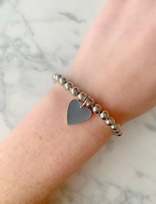 Grey Enamel Heart Bracelet