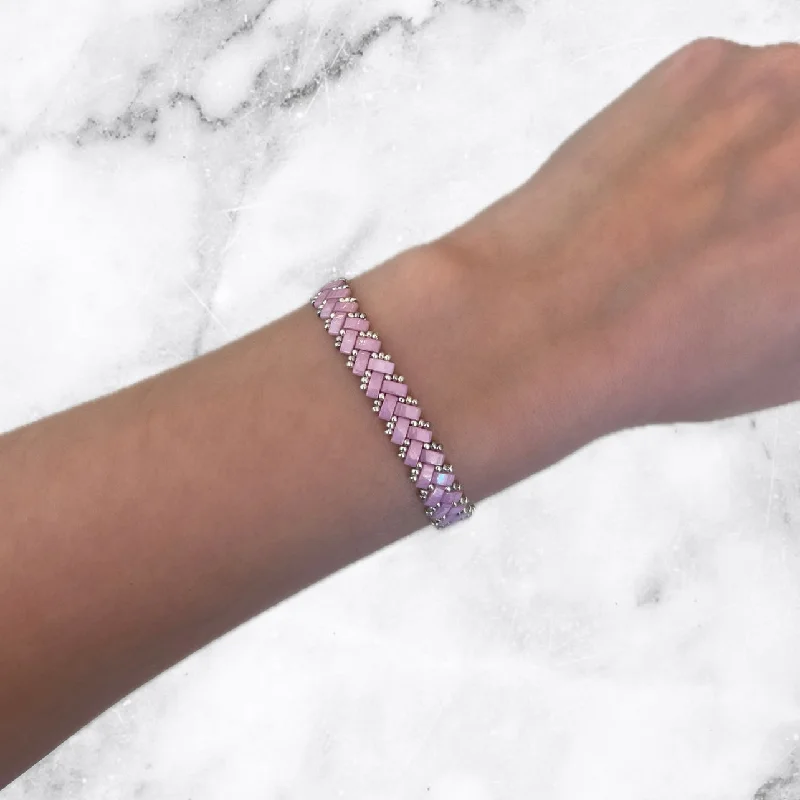 Lilac & Silver Tila Rope Bracelet