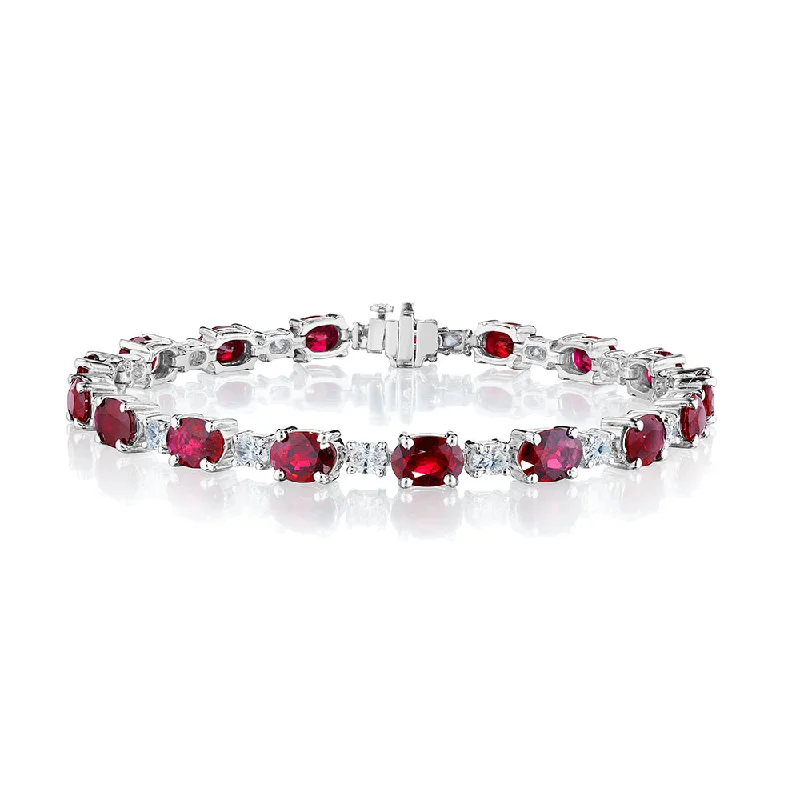 Oval Ruby & Diamond Bracelet