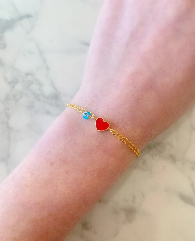 Red Mini Enamel Heart Bracelet