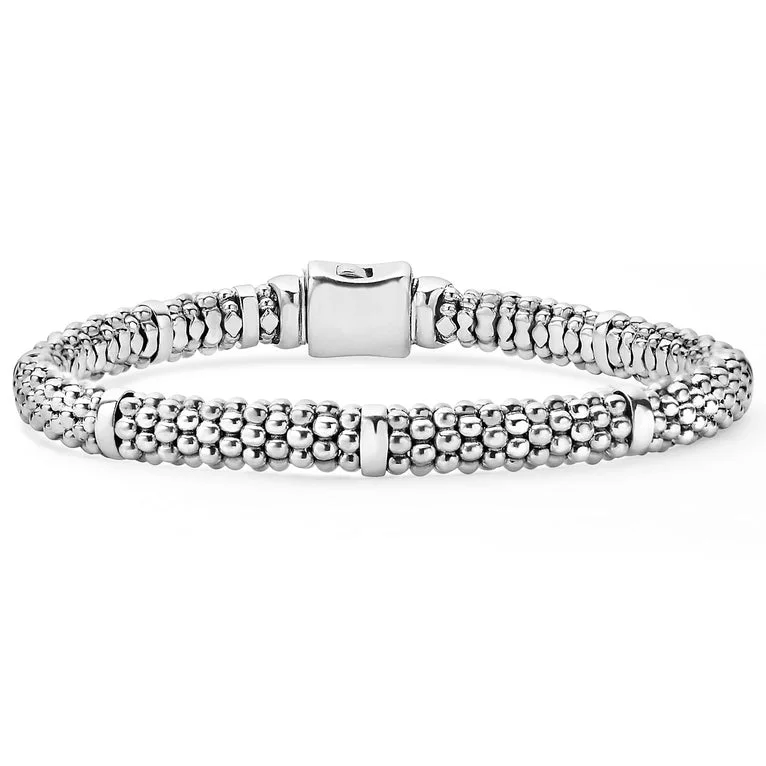 Silver Station Caviar Bracelet | 6mm