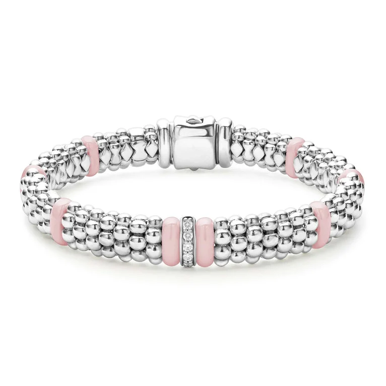 Single Station Diamond Caviar Bracelet | 9mm