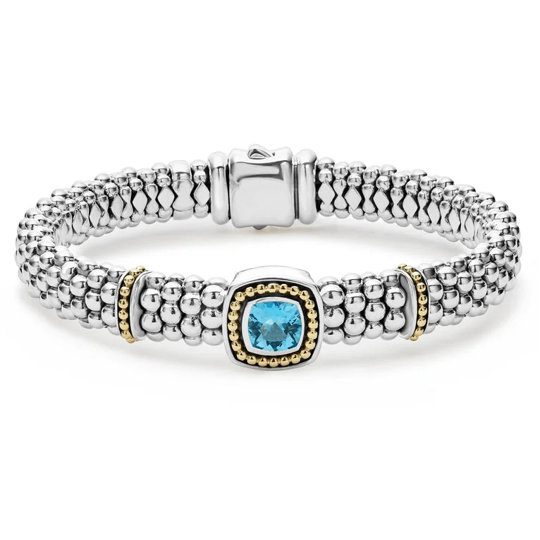 Swiss Blue Topaz Caviar Bracelet | 9mm