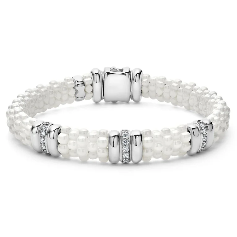 Three Station Ceramic Diamond Bracelet | 9mm