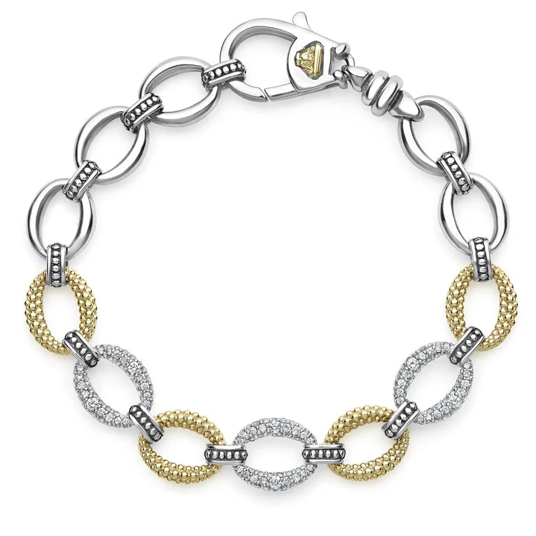 Three Station Diamond Link Bracelet