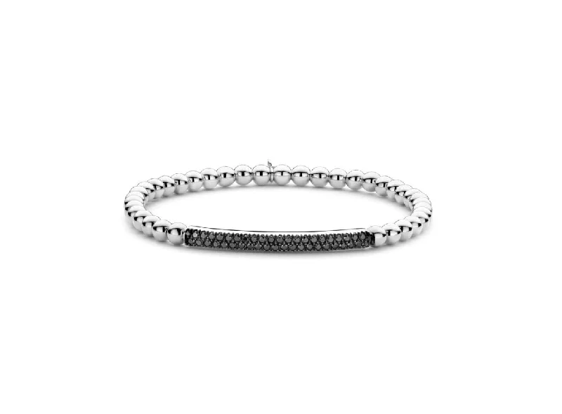 Tresor Black Diamond Bar Stretch Bracelet