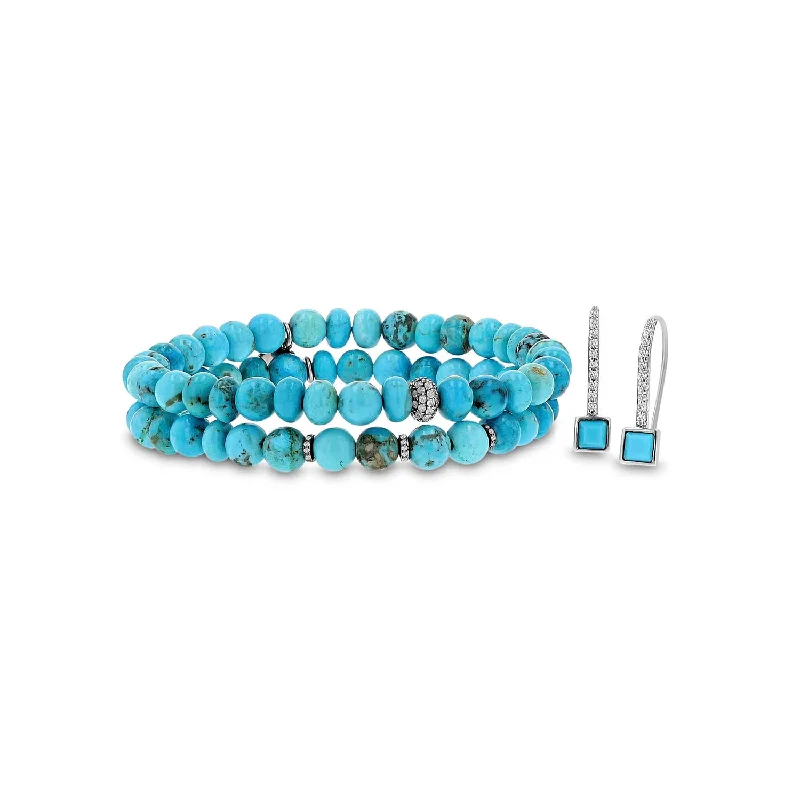 Arizona Turquoise Gift Set with Turquoise and Diamond Earrings and Bracelets