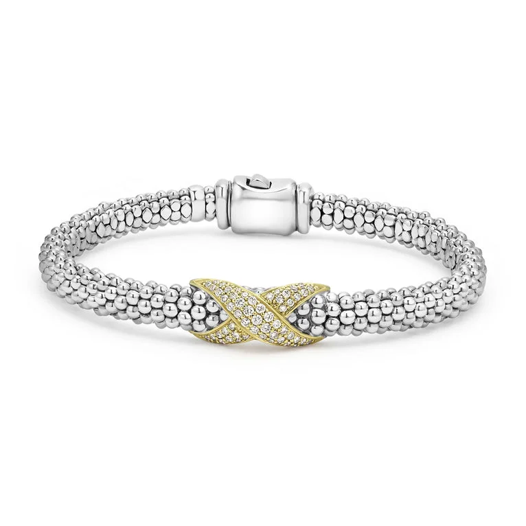 Two-Tone Diamond X Caviar Bracelet | 6mm