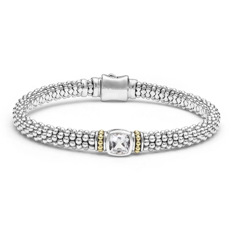 White Topaz Caviar Bracelet | 6mm