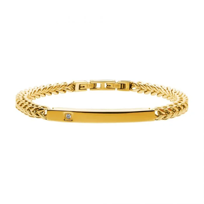 18K Gold Plated Diamond Franco Chain Miami Cuban ID Bracelet