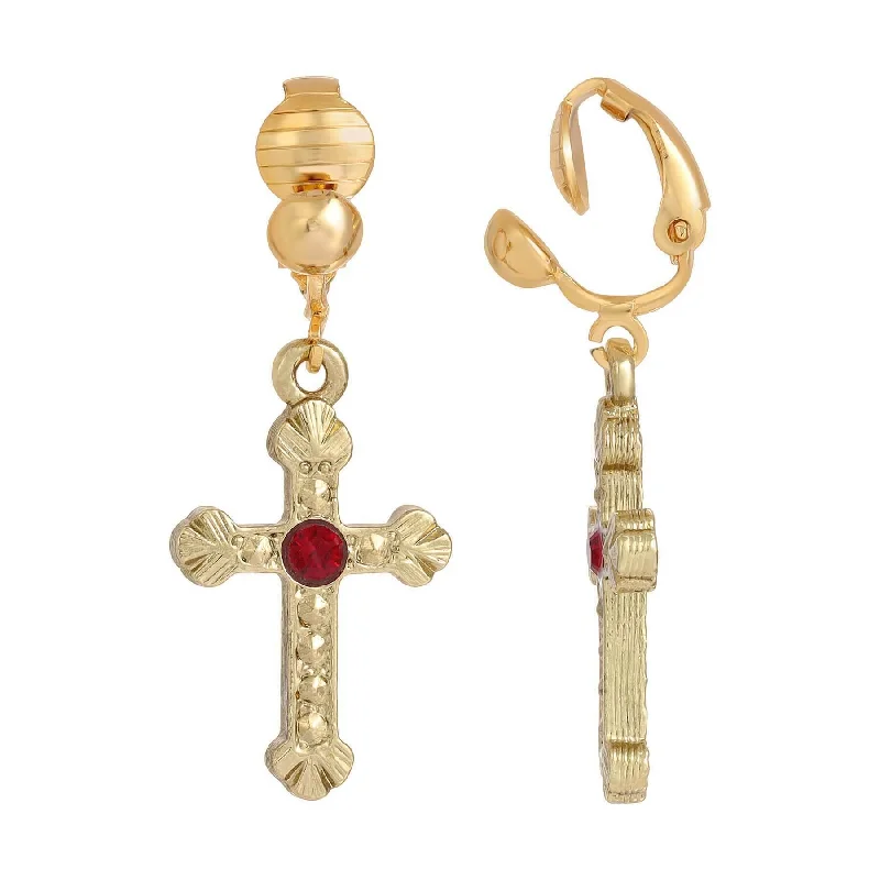 Symbols Of Faith European Crystal Cross Clip On Earrings