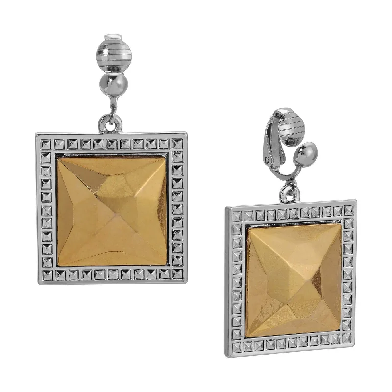 1928 Jewelry Fusion Lux Large Square Clip On Earrings