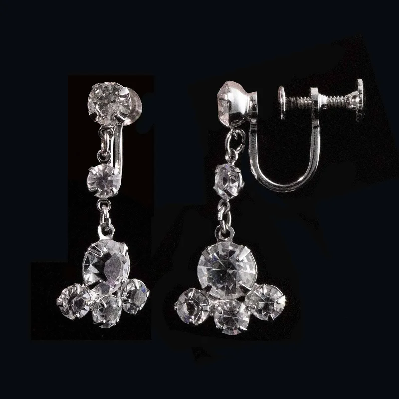 1928 Jewelry Austrian Crystal Screw Back Drop Clip On Earrings