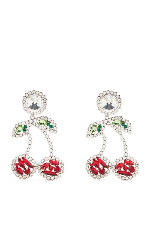 Cherry Crystal Clip-On Earrings