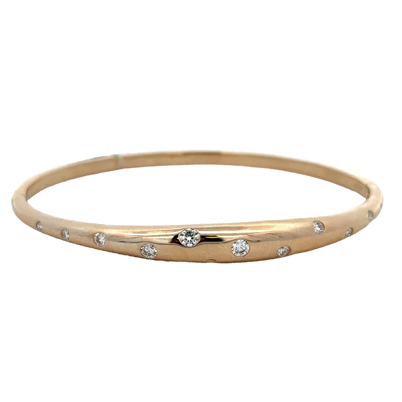 Flush Set Diamond Bangle Bracelet in Yellow Gold