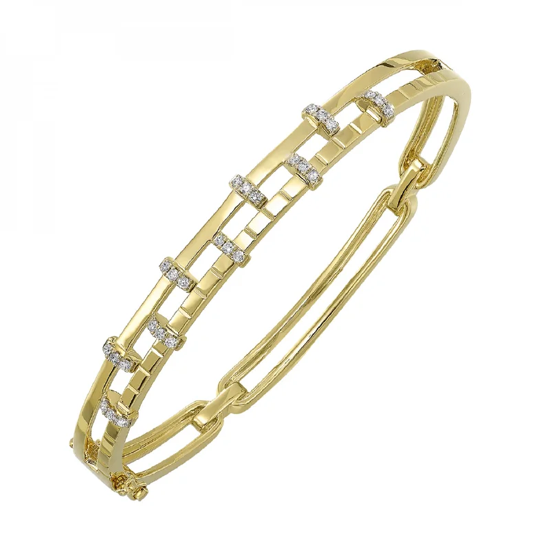 Geometric Diamond Bangle Bracelet in 14k Yellow Gold, 0.33 ctw