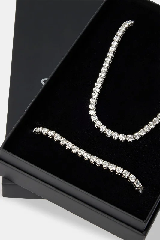 Moissanite 5mm Tennis Chain & Bracelet Set