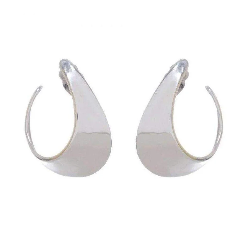 Robert Lee Morris Silver Crescent Clip Hoop Earrings