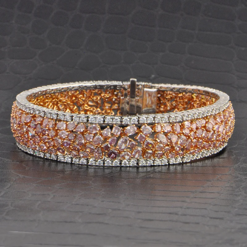 Statement 20.96 CTW Pink Diamond Bracelet in 18 White and Rose Gold