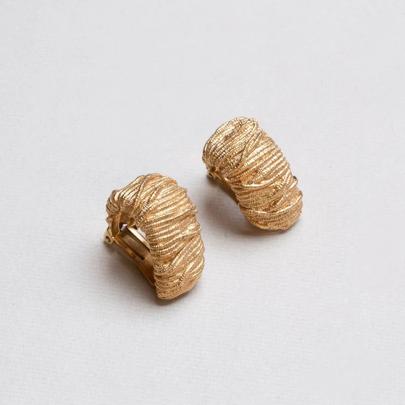 Vintage Christian Dior Textured Gold Clip-on Earrings