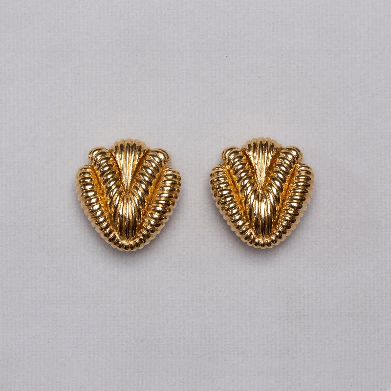 Vintage Textured Gold Clip-on Earrings