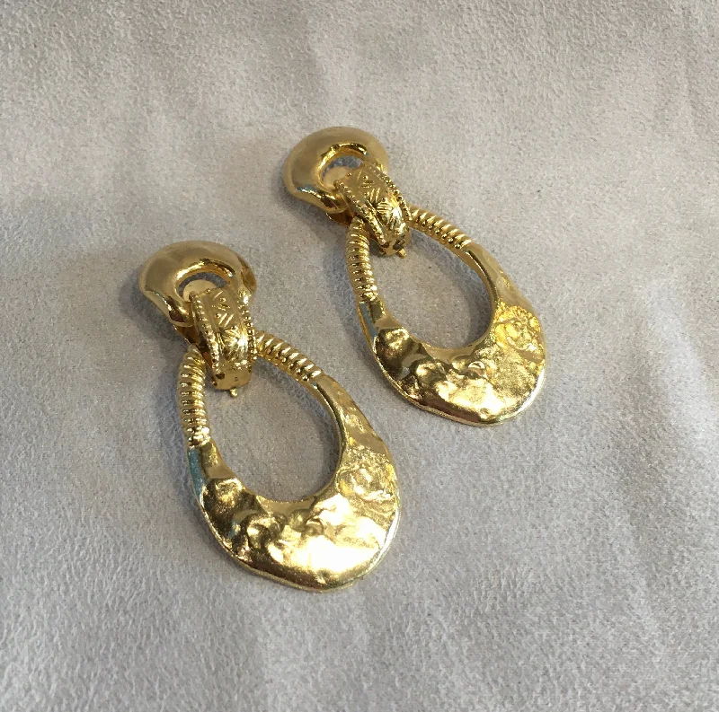 Vintage Gold Door Knocker Clip On Earrings