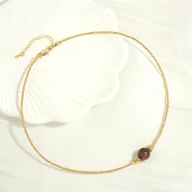 Starlight Golden Sun Miyuki Bead Necklace