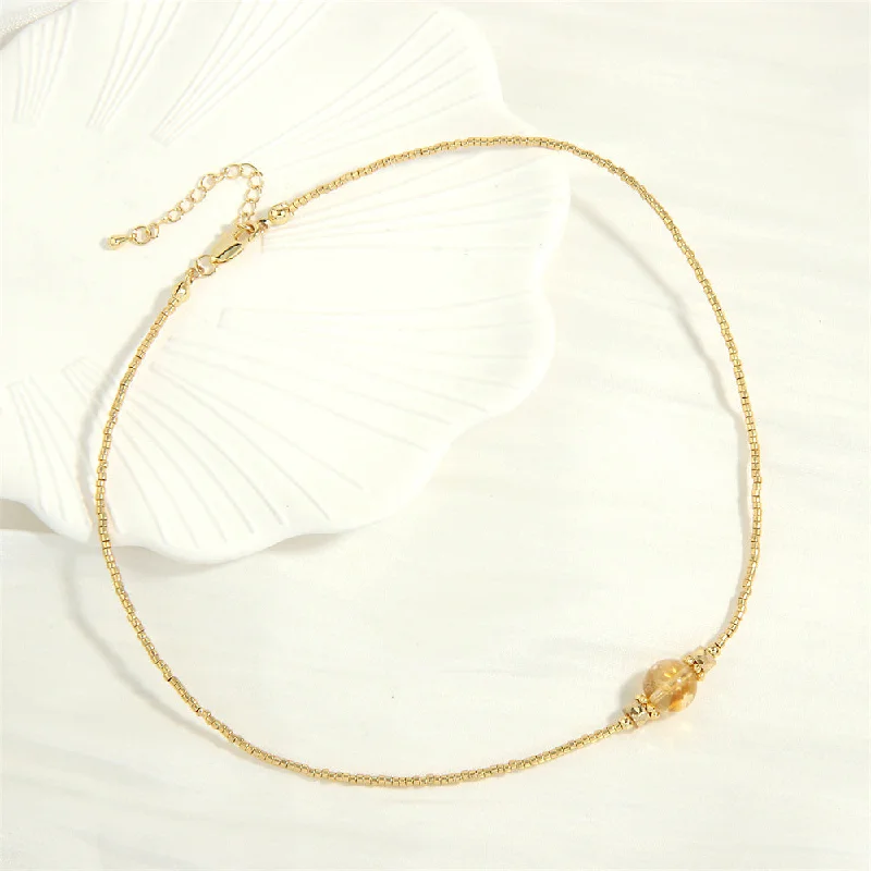 Citrine Miyuki Bead Necklace