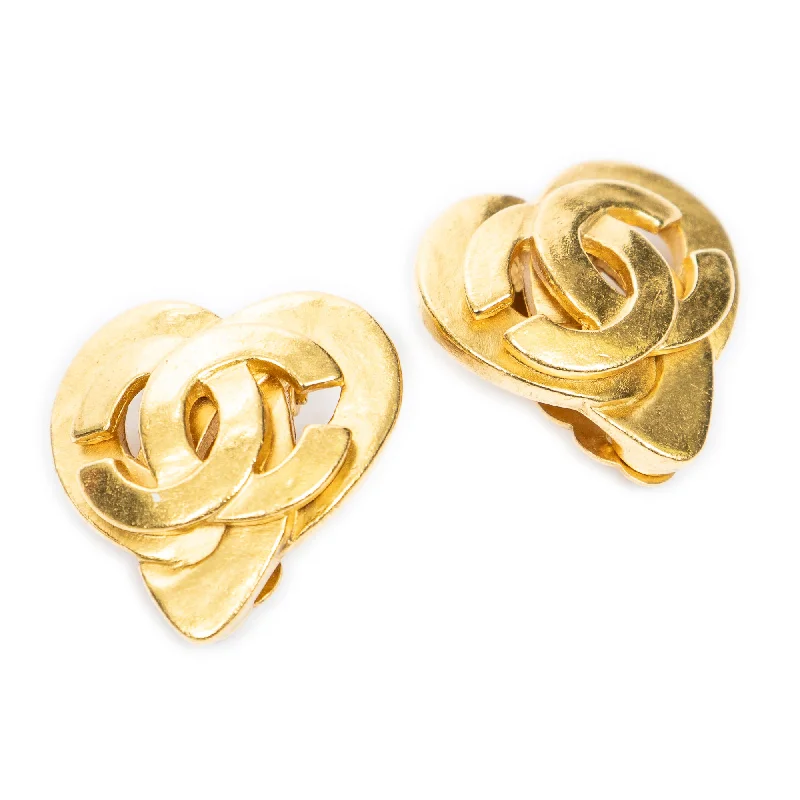 CC Heart Clip On Earrings