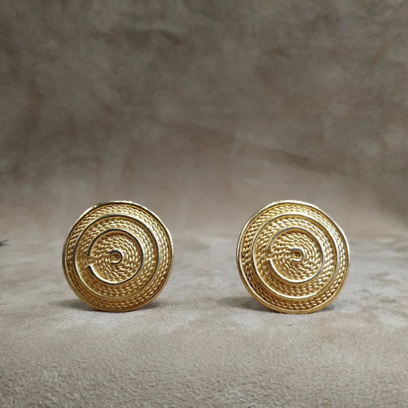 Christian Dior Big Round Gold Clip On Earrings